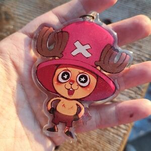 One Piece Chopper Keychain 3" Resin Glitter Epoxy